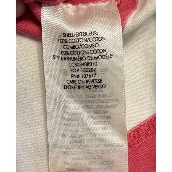 Alice + Olivia Treva Boxy Polo Shirt Sz LG Pink & White Preppy Coastal College - Picture 5 of 11